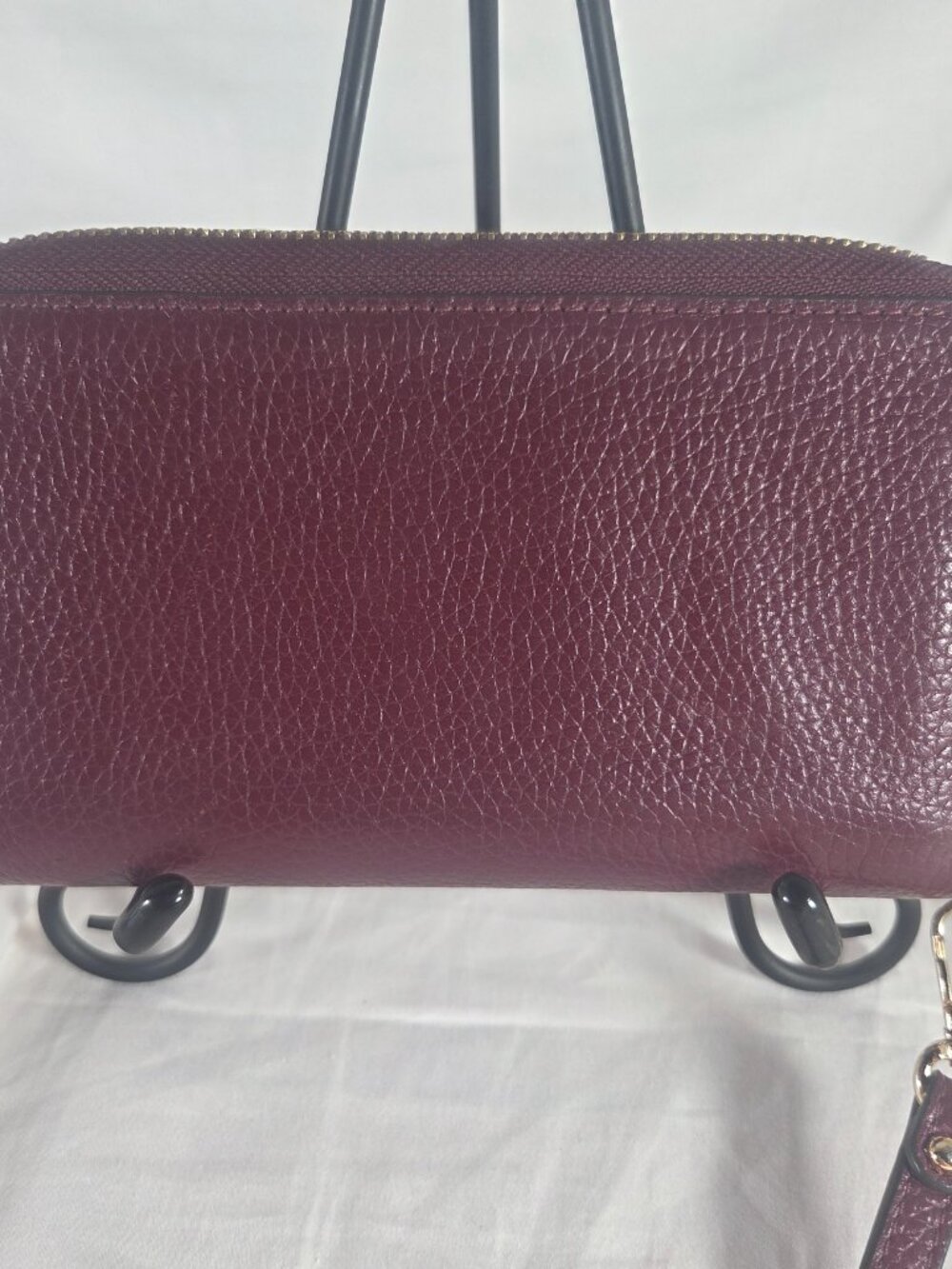 Michael Kors Adele Double Zip Pebbled Leather Wristlet Wallet - Burgundy - Picture 3 of 5